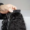 합성 가발 변태적 인 스트레이트 포니 테일 브라질 인간 머리 100g 랩 포니 테일 천연 검은 색 인간 머리 포니 테일 x0823