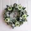 Flores decorativas Chave de flor artificial de 15,7 "de seda larga com folhas verdes para a parede de casamento ou janela da porta da frente