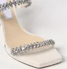 Top Design Bing Strass Sandals Shoes Ankle-Strap Crystal-embellished Satin Black Sliver White Lady Gladiator Sandalias Party Dress High HeelTop Design