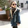 Manteau en duvet à capuche chaud épais filles veste en jean 2020 hiver automne veste à manches longues enfants vêtements d'extérieur manteaux épaissir velours filles tenues J230823