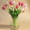 Fiori decorativi ghirlande tulipica silicone 3 fiori2 bocciolo bouquet vero tocco di alta qualità 27 colori decorazione domestica decorazione per la casa wedding fiore artificiale indaco 230823