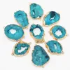 Anhänger Halsketten verkaufen Natursteinscheiben Blaues Achate unregelmäßige Form Doppel -Loch -Stecker DIY MAKE MACHTEN HALKELBRAKET ABSCHNITT 5PC