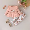 Giyim Setleri Yeni doğan bebek giysileri seti 6-36 aylık kol bluz ve çiçek uzun pantolon kıyafeti çocuk için kız giyim elbisesi kız