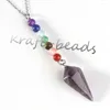 Collares colgantes KFT Natural Healing Crystal Cuarzo Hexágono Prisma 7 Chakra Reiki Rose Pink Cadena Collar Joyería para mujeres Hombres