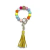 Silikonpärl med armband nyckelchain träpärla nyckelchain väska dekoration Keyring Pendant Key Chain Creative Gift