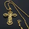 Klassisk stil Filigree Jesus Pendant Chain18k Gula guldfyllda kvinnor Mens Cross Pendant Halsband Crucifix Choker275y