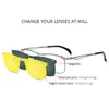 Lunettes de soleil de mode Cadres FONEX Lunettes Cadre Hommes Carré Aimant Clip Optique Lunettes de Prescription avec Lentille de Vision Nocturne Polarisée F85759 230822