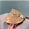 Ball Caps 202306-YL Ins Summer Drop Pearl Star Bead Raffia Grass Sun Protection Without Lady Visors Cap Women Leisure Hat