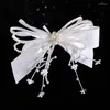 Haarklammern Koreanisch-Stil Mori süße Braut Bogen Bug Haarnadel Perlene exquisite Kopfschmuck Hochzeitszubehör