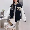 Kurtki damskie American retro list haftowany kurtka Koreańska college w stylu baseballowym mundur 2023 Autumn Casual Loose Streetwear 230822