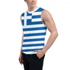 Men's Tank Tops Sleeveless T-shirt Greece Flag Greek 3D Boys Tshirt Gyms Fitness Joggers Basketball Training Vest