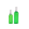 Partihandel PET Green Plast Parfym Atomizer Bottles White Press Spray Pump Clear Cover Refillable Bottle Cosmetic Packaging Containers 10 ml LL