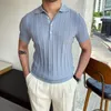 Herren Polos Summer Blue Man Shirts Kurzarm Slim Fit Casual T Cotton Tees Männliche Geschäfte Polo Streetwear Tops