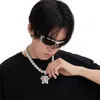 Designer Cuban chain rock candy necklace men's American hip-hop with diamonds handsome small and versatile collar necklace