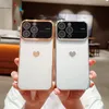 6d Heart Love Soft Tpu Chromed Cases for iPhone 15 14 Plus 13 Pro Max 12 11 Fashion Nice Crystal Cutal Cute Camera Lens Protectors Bling Large Window Fine Hole Phone Back Cover Cocking