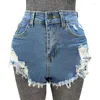 Shorts femminile 2023 Donne sexy Blue High Waist Denim con buchi sciolti di jeans