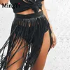 Conjuntos de sujetadores PU Cuero Cuerpo Arnés Borla Falda Hueco Jaula Sujetador Top 2 piezas Conjunto Mujeres Bdsm Sexy Fetiche Lencería Fringe Cinturón Bondage252p