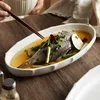 Vaisselle assiettes poisson ménage vaisselle à la vapeur niveau d'apparence élevée grand plat avancé exquis assiette en céramique 230822