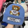 Beanie/Skull Korean Fashion Brand Cloth Sticker Little Bear Wool Girl Cute Student Knitted Warm Street Ear Protection J230823