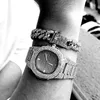 Andere Horloges voor Mannen Vrouwen Luxe Hip Hop Iced Out Gouden Horloge Armband Cubaanse Ketting Bling Set Gift Reloj Hombre 230822