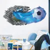 Adesivos de parede 3d Broken Football Decoração em casa para menino Decoração da sala de estar de sala de estar com parede de parede Wallart 230822