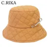 Autumn Winter Women Diamond Pin Bucket Hat Bob Pu Leather Punk Lady Girls Fashion Fisherman Hat Korean Basin Panama1257J