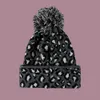 Beanieskull Caps Autumn and Winter Wool Ball Warm Hat Womens Leopard mönster Sticked Hat Korean version mode show ansikte litet par ull hatt mångsidig j230823