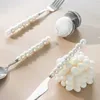 European Silver Fashion Pearl Tableware Set Stainless Steel Creative Gift Tableware Steak Knife Fork Dessert Spoon HKD230812