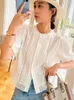 Blusas de mujer GypsyLady elegante blusa camisa blanca algodón ahueca hacia fuera verano mujeres manga abullonada sexy boho señoras casual top camisas