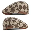 Berets Spring Fall Men's Beret Hat Retro Traid Herringbone Cap Flat Ed Women Dailywear Sunshade Cabbie Jazda 230822