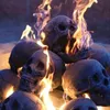 Andra evenemangsfestleveranser 5st Halloween Fire Pit Skulls Simulation Burning Skulls Fire Proof Skull Sculptures Pise Place Ceramic Decor 230823