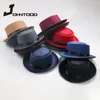 Wide Brim Hats Bucket Father uses simple faux wool mens black gentleman flat top bowler hat concave head wearing jazz bucket woman cap 230822