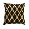 Pillow Christmas Luxury Decorative Soft Plush Faux Fur With Gold Pressed Design Square For Living Room Bedroom