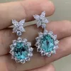 Orecchini per borchie Ruif Fine 925 Silver Lab Grown Crown Color Sapphire for Women Beautiful Design Light Luxury Jewelry 2023