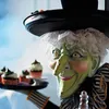 Decoratieve objecten Figurines Halloween Witch Tabletop Server met Harlequin TableCleoth Halloween Cupcake Witch Display Stand Home Decoration Dropship 230822