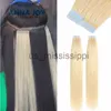 Perruques synthétiques 2023 Nouveau 26 "28" 613 Blonde Tape Ins Cheveux Humains 80Pcs 200G Pleine Tête Brésilienne Vierge Cheveux Bande Trame Pour Salon Femmes x0823