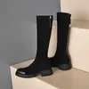 Botas hasta la rodilla de invierno para mujer, zapatos con punta de diseñador, gamuza de cabra, cuero genuino Natural, botas altas con hebilla, montaje para mujer, marca WARORWAR YGN020-h69-18