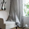 Czyste zasłony bawełniany liniowy szary trójkąt kurtyna gruba zaciemnienie czarny frędzel do salonu American vintage drape kuchnia Valance 230822