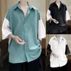 Camisetas para hombres Tops de manga corta Fir Hombres Camisa de verano para hombre Tamaño grande Empalme Color Contraste Cardigan Vestido Botón Abajo Pijama