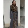 Damen Wolle Mischungen Frauen Mantel Jacken Kaschmir warme Winterfell Mischung mit Fox 230822