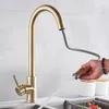 Keukenkranen shbshaimy nickle gouden keuken kranen roestvrij staal pull down stroom spuit dekbevestiging water wastafel kranen zwart geborsteld 230822