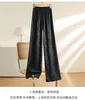 Etniska kläder 2023 Kina Hanfu Dagliga byxor för kvinnor Jacquard Satin Women's Chinoiserie Pan Button Wide Leg Summer Thin Straight