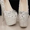 Mode luxe cristaux strass chaussures de mariage taille 12 cm talons hauts chaussures de mariée fête bal femmes chaussures 275b