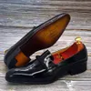 Klänningsskor Storlek 7-13 Herrklänningskor Black Patent Leather Men Loafers With Black String Pointed Toe Party Wedding Formal Shoes Luxury 230822