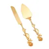 European-style Golden Retro Knife and Server Set Hollow Out Pizza Shovel Cake Dessert Knife 2Pcs Wedding Birthdays Gift Set HKD230812