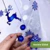 Autocollants de fenêtre Kizcozy Blanc et bleu Flocons de neige de Noël Elk Stars Ball Film double face pour la maison Jardin Autocollant en verre décoratif