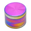 50mm 4 lager Rainbow Color Herb Grinder Alloy Zinc Metal Tobacco Herbal Grinders Rökning Spice Crusher Rökning Tillbehör Th1089