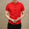 Chemises décontractées pour hommes Cardigan Chic Hommes Haut d'été Vêtements traditionnels chinois Chemise Col Mandarin