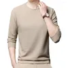 Men's T Shirts Comfortable Holiday Outdoor Men T-Shirt Top O Neck Polyester Pullover Regular Slight Stretch Solid Color Stylish