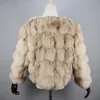 Womens Fur Faux Style Real Coat 100% Natural Jacket Female Winter Warm Leather High Quality Vest 230822